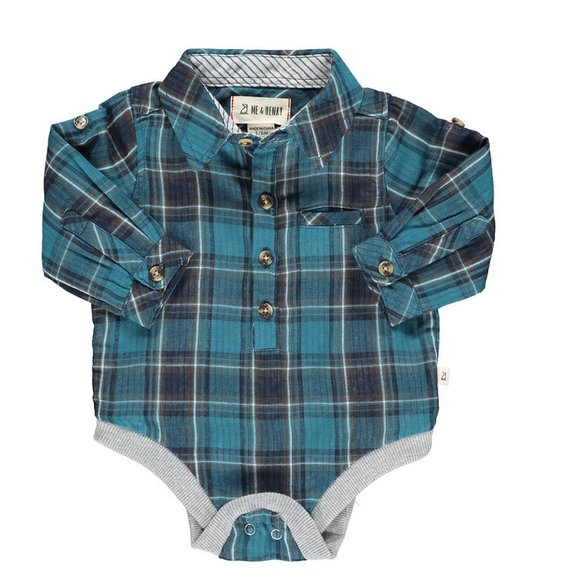 Me and Henry Other - Blue and Navy Plaid Onesie (3mo - 24mo)